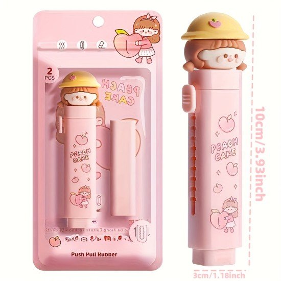 Pink Cartoon Click-Eraser Pen Set