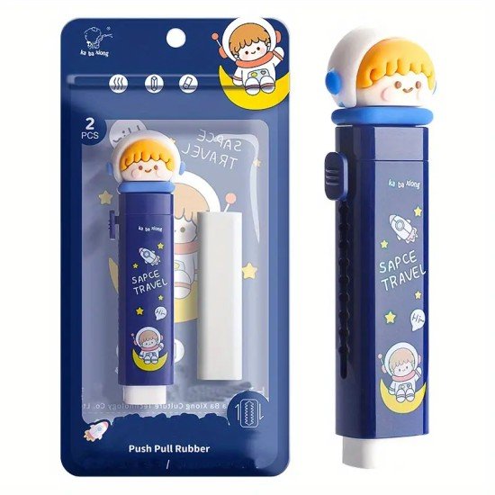 Blue Cartoon Click-Eraser Pen Set