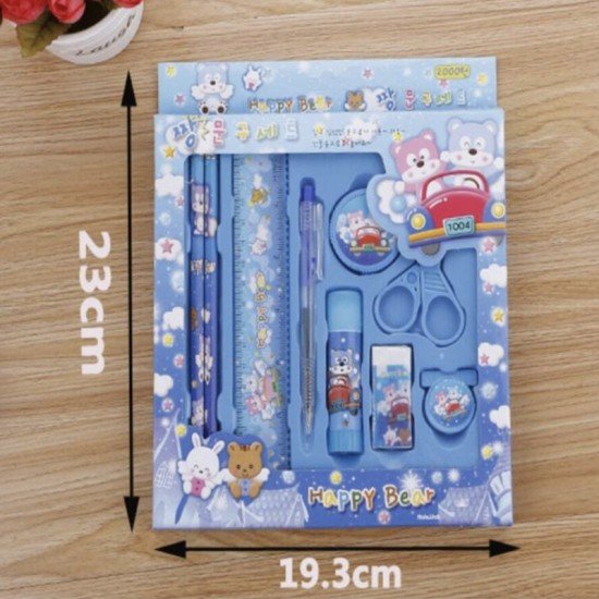 9pcs/set Cartoon Stationery Set Creative Student Gift For Kids-BLUE