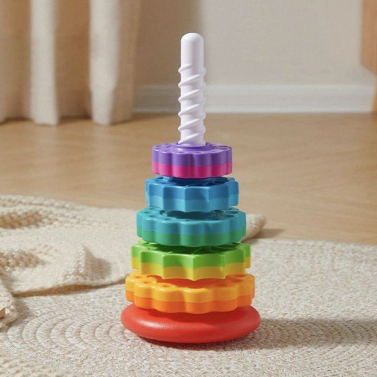 Rainbow Turn Tower – Educational Stacker Toy for 12 Months+