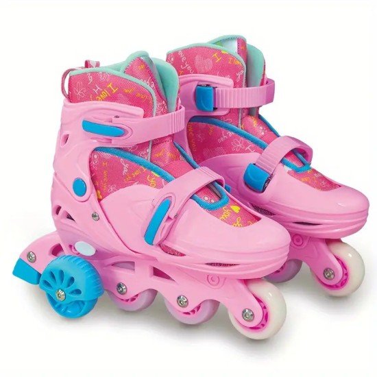 Adjustable Roller Skates for Girls with Illuminated Wheels (Size L: 33-36)