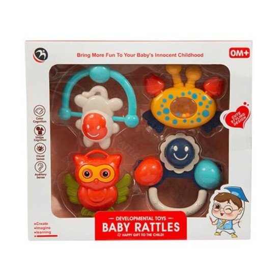 4-Piece Baby Rattles Set – Developmental Toys