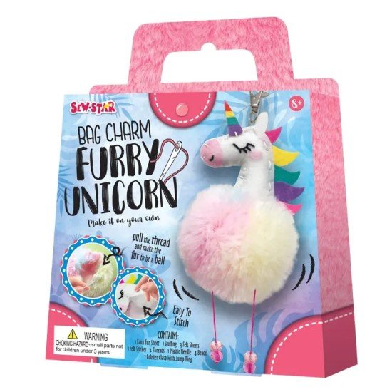 Hobby set Diy Bag Charm With Furr Pompom Unicorn 