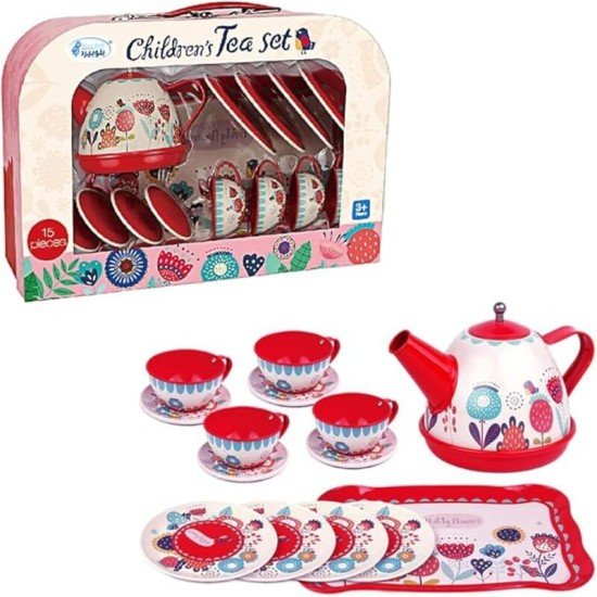 Children's Tea Set for Girls - 15-PC - ASSORTED COLOUR & DESIGN