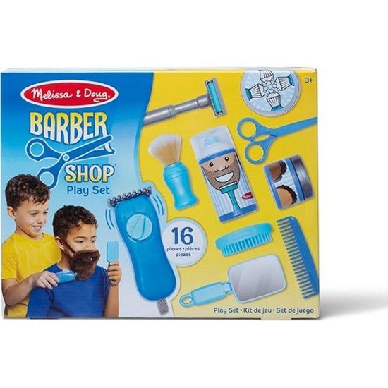 Melissa & Doug Barber Shop Pretend Play Set Shaving Toy for Boys and Girls Ages 3+ Wearable Beard and Shave Accessories for Role Play