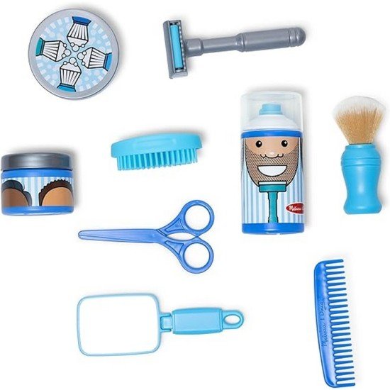 Melissa & Doug Barber Shop Pretend Play Set Shaving Toy for Boys and Girls Ages 3+ Wearable Beard and Shave Accessories for Role Play