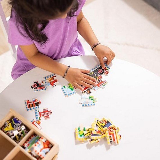 Melissa & Doug Vehicles 4-in-1 Wooden Jigsaw Puzzles in a Storage Box