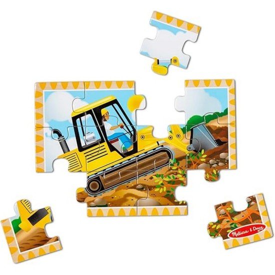 Melissa & Doug Construction Vehicles 4-in-1 Wooden Jigsaw Puzzles in a Box