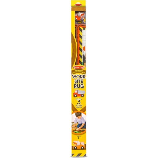 Melissa & Doug Round The Construction Zone Work Site Rug & Vehicle Set