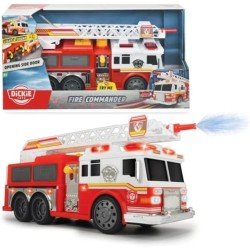 Dickie Toys Fire Commander Fire Truck with Water Jet Function, Ladder, Light and Sound,