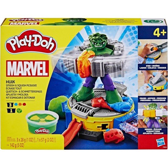 Play-Doh Marvel Hulk Smash & Squish Kids Playset with Bendy Action Figure