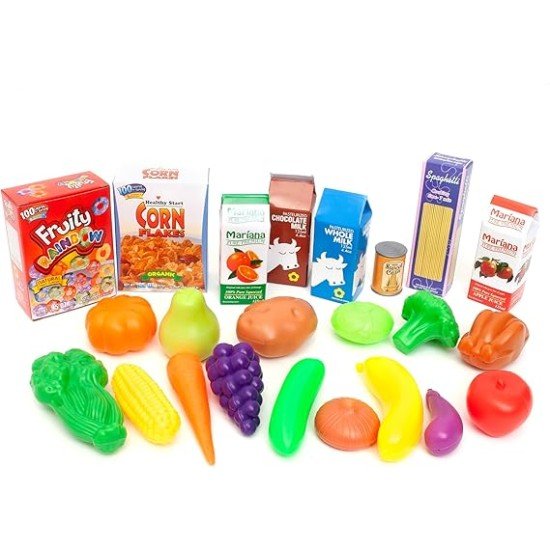 KITTY BASKET WITH 16 PCS OF PLAYFOOD & 7 PCS FOOD BOXES