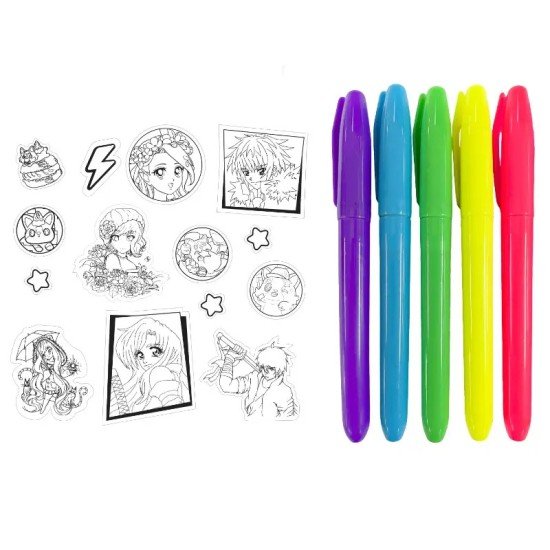 Kaleidoscope Neon Coloring Kit Manga Art