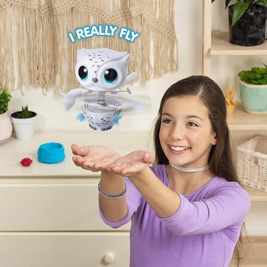 Owleez flying interactive toy White