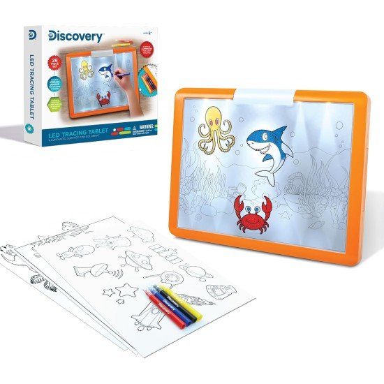 Discovery LED Tracing Tablet, 26-Piece Set with Washable Markers, Tracing & Template Sheets