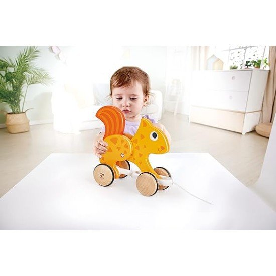 Hape Pull Along - Squirrel - Orange - Wooden Animal Toy