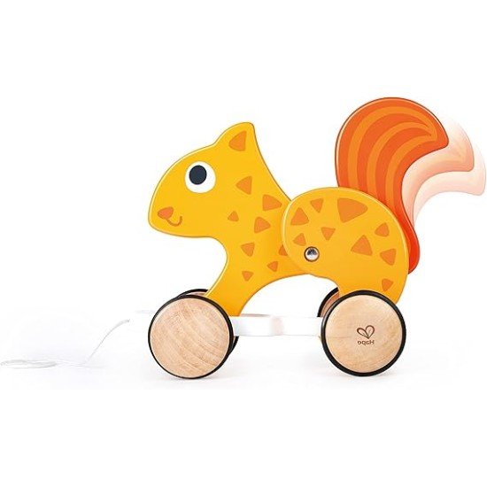 Hape Pull Along - Squirrel - Orange - Wooden Animal Toy