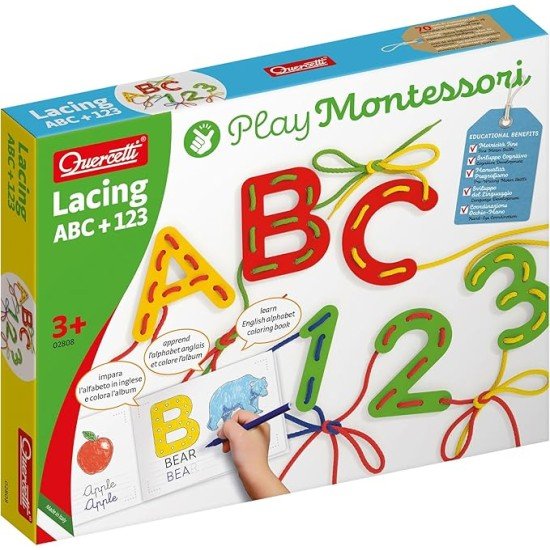 Quercetti: Play Montessori: ABC & 123 - Lacing