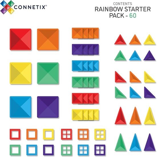 CONNETIX Rainbow Starter Pack, 60 Pieces