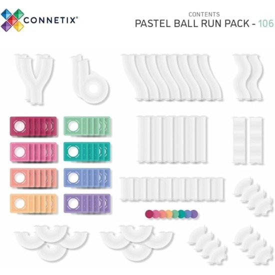 CONNETIX Pastel Ball Run Pack, 106 Pieces