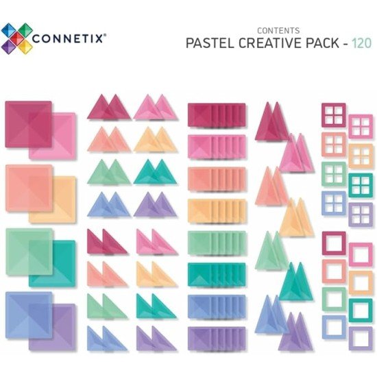 CONNETIX Magnetic Tiles Pastel Creative Pack, 120 Pieces