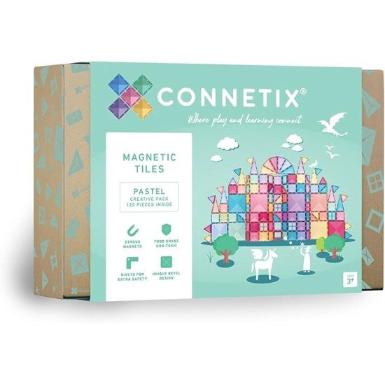 CONNETIX Magnetic Tiles Pastel Creative Pack, 120 Pieces