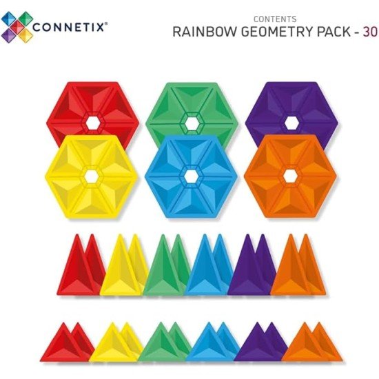 CONNETIX Rainbow Geometry Pack, 30 Pieces