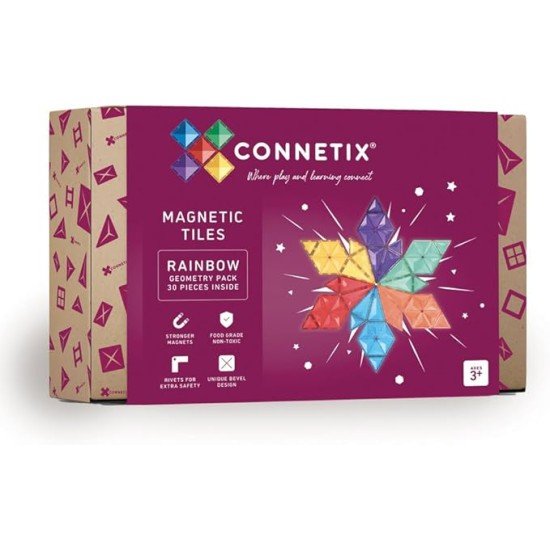 CONNETIX Rainbow Geometry Pack, 30 Pieces