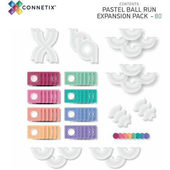 CONNETIX Pastel Ball Run Expansion Pack, 80 Pieces