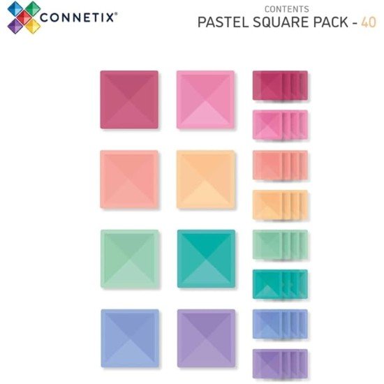 CONNETIX Pastel Square Pack, 40 Pieces