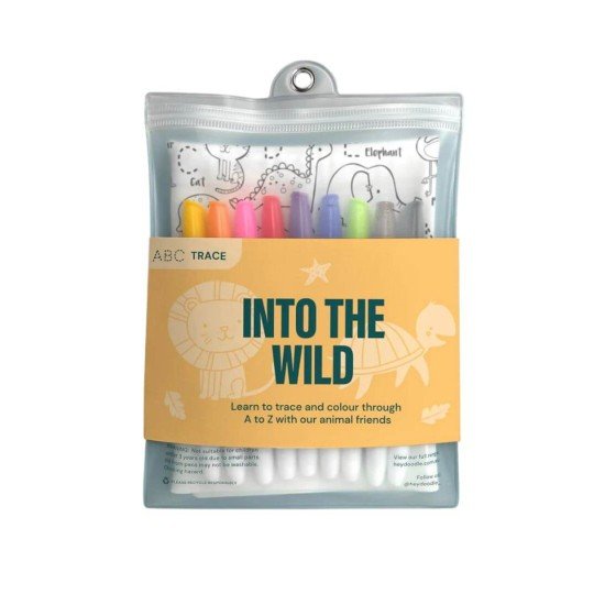 Hey Doddle ABC Trace Reusable Silicone Colouring Mat- Into The Wild