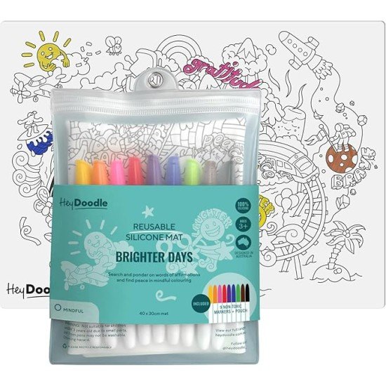 Brighter Days Classic Doodle Mat for Toddlers & Kids - Mess Free & Wipeable Activity Pad for Alphabet Learning, Writing, Drawing & Coloring - No Mess Reusable Craft Mat 