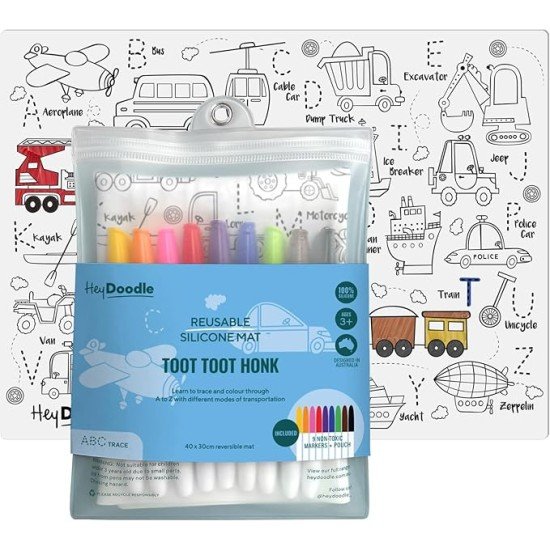 oot Toot Honk Classic Doodle Mat for Toddlers & Kids - Mess Free & Wipeable Activity Pad for Alphabet Learning, Writing, Drawing & Coloring - No Mess Reusable Craft Mat