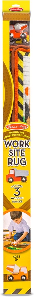 Melissa & Doug Round The Construction Zone Work Site Rug & Vehicle Set