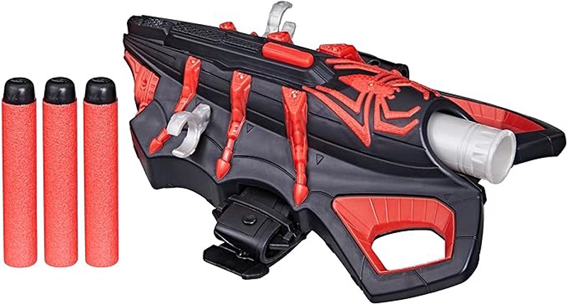 Marvel NERF Spider-Man Miles Morales Thwip-Tech Blaster, Includes 3 Darts, Web Shooter