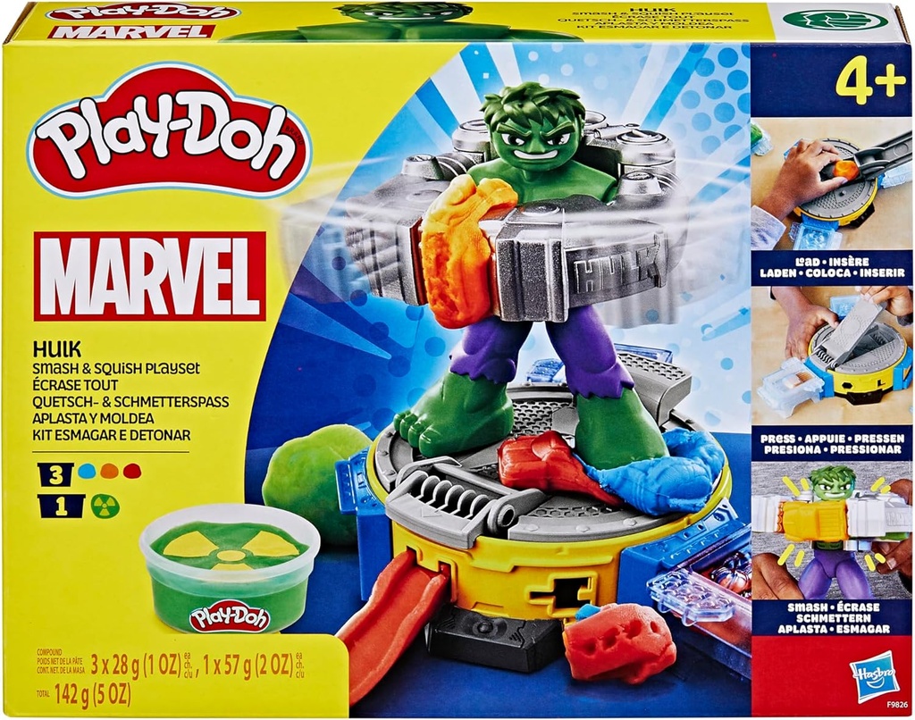 Play-Doh Marvel Hulk Smash & Squish Kids Playset with Bendy Action Figure