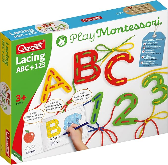 Quercetti: Play Montessori: ABC & 123 - Lacing