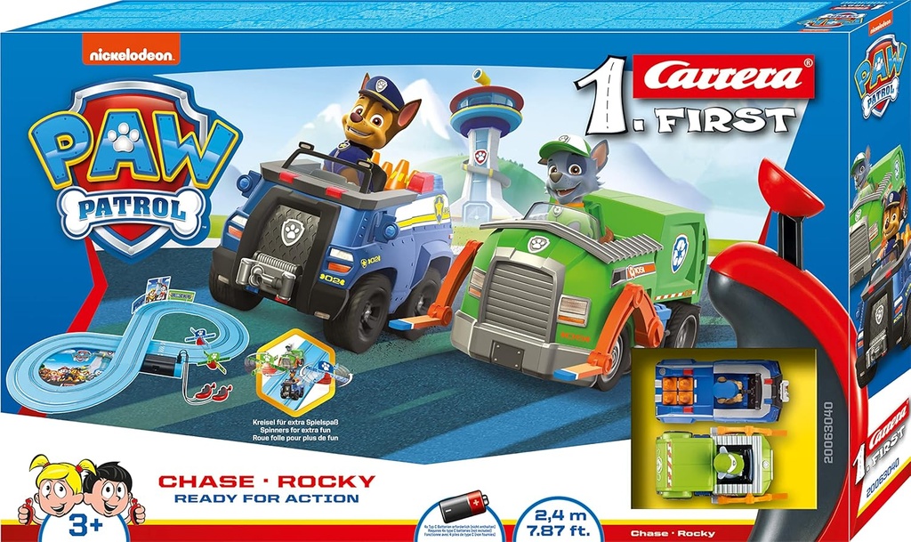 Carrera First Race Track Paw Patrol I Slot Car Set with Chase & Rocky