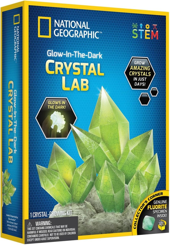 National Geographic Glow-in-The-Dark Crystal Growing Lab - DIY Crystal Creation