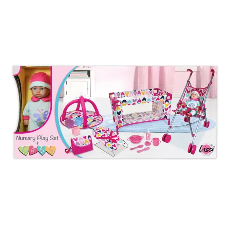 Lissi - Nursey Play Set With Baby Doll - 15 pcs