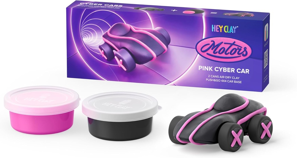 مجموعة الطين الجاف بالهواء من Hey Clay Motors Cyber ​​Cars، علبتان