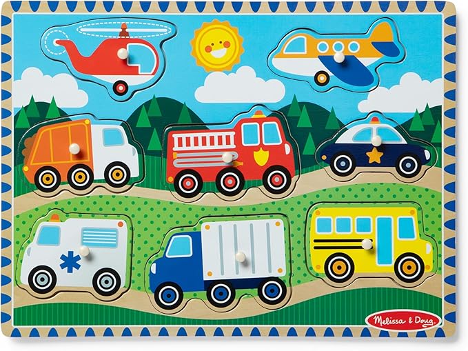 Melissa & Doug - Vehicles Wooden Peg Puzzle