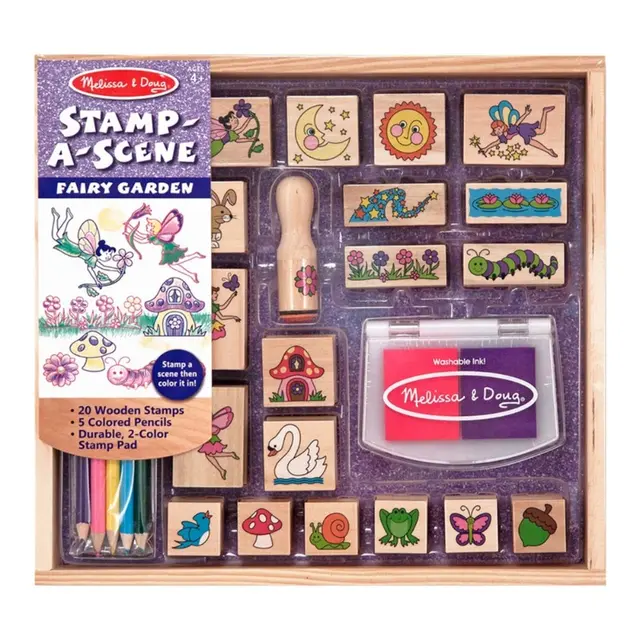 Melissa And Doug Wooden Stamp Set Fairy Garden 