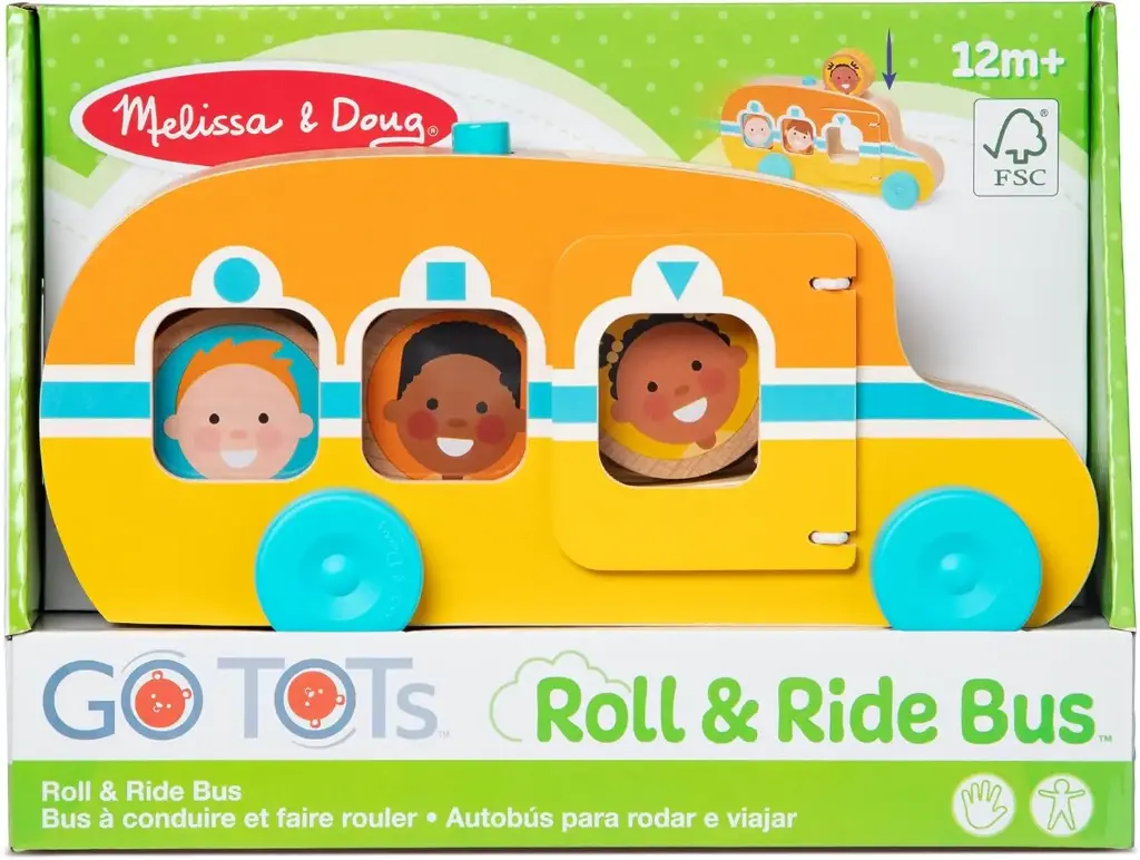 Melissa & Doug – GO Tots Wooden Roll & Ride Bus 