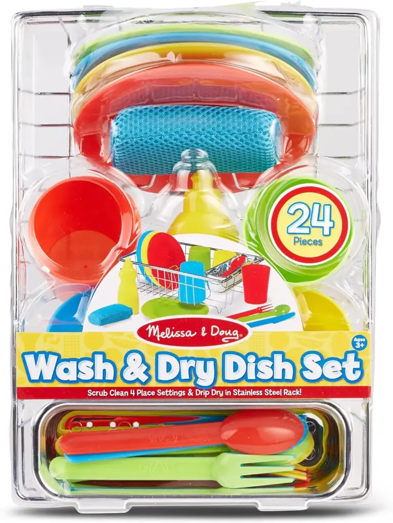 Melissa & Doug Wash and Dry Dish Set - 24 Pieces