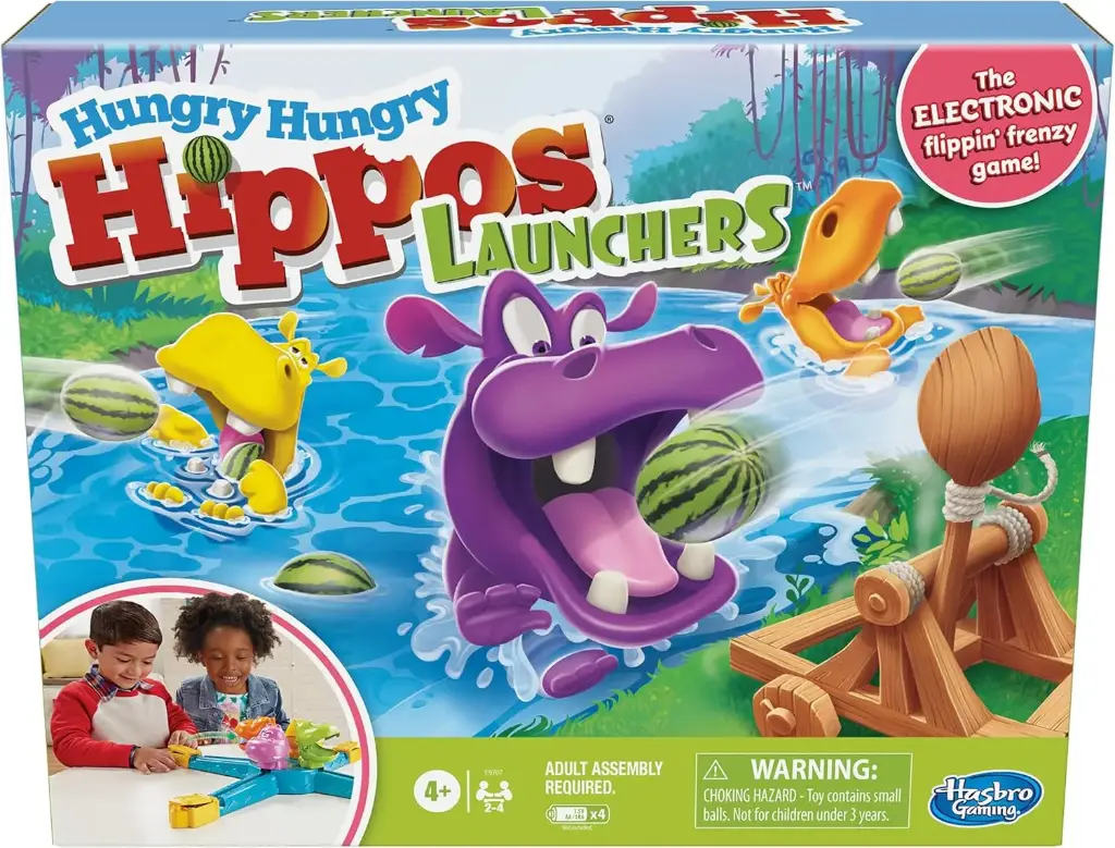 Hasbro Gaming Hungry Hungry Hippos Launchers 2-4 Players