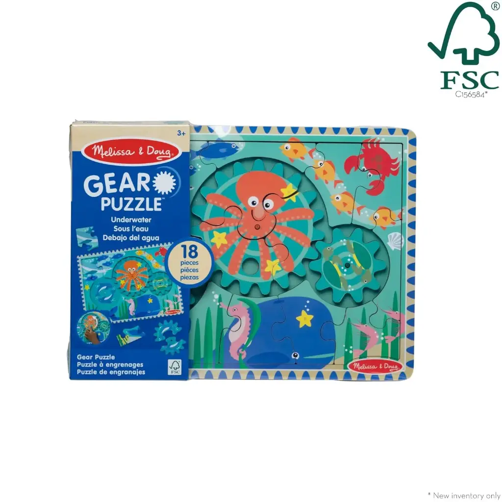 Melissa & Doug – Wooden Underwater Jigsaw Spinning Gear Puzzle 18 Pieces