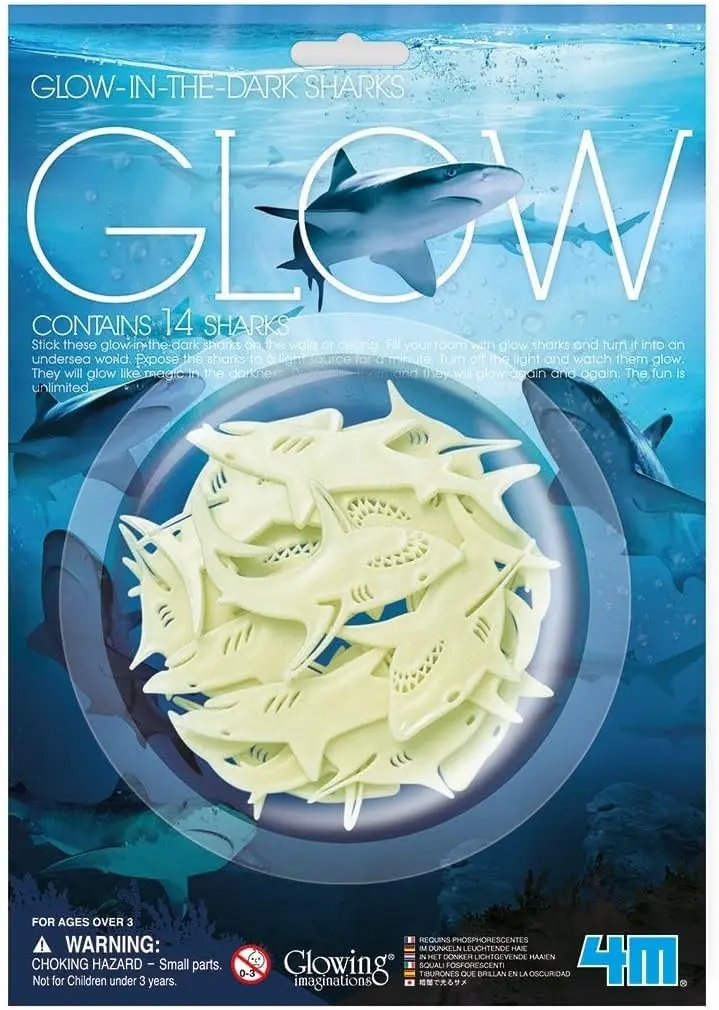 4M Glow-in-the-Dark Sharks - 12 Piece 