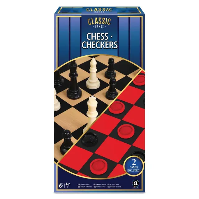 Merchant Ambassador Classic Games 2-in-1 Chess & Checkers 
