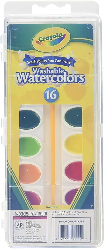 Crayola Washable Watercolor Pans with Brush - 16 Colors